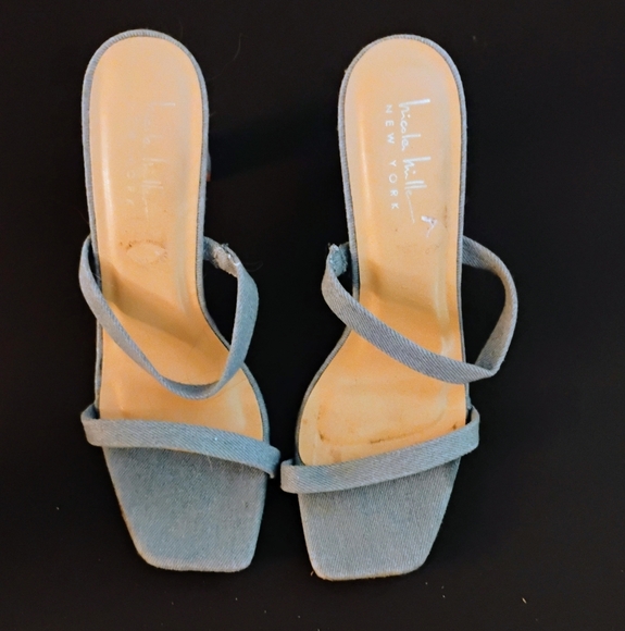 Nicole Miller NY Denim Square Toe High Heels – Size 7.5 - Picture 2 of 4